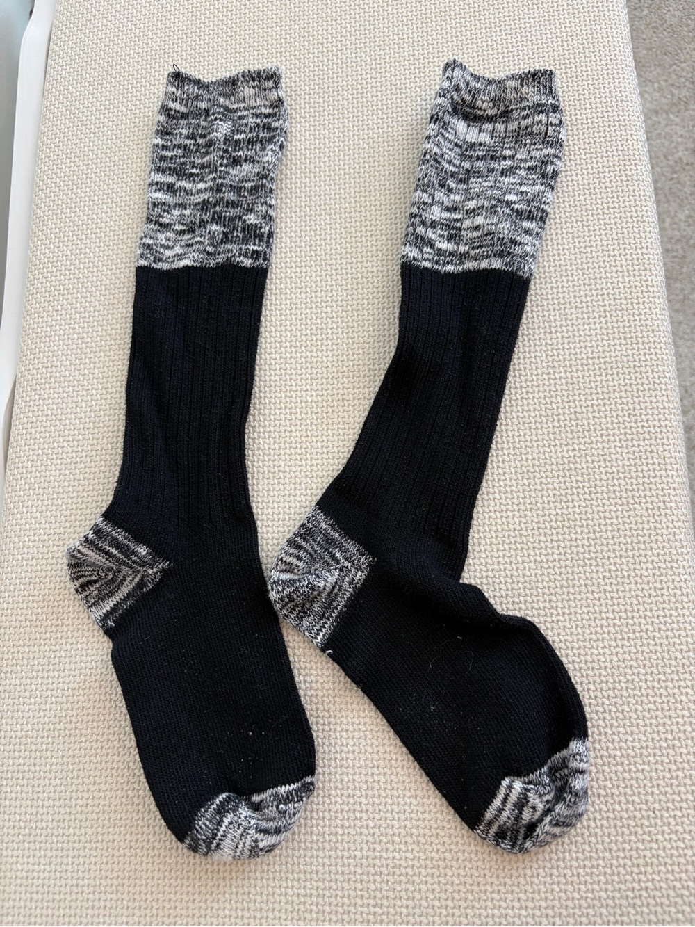 Black & Gray Marled Crew Socks - Lightweight Comfort